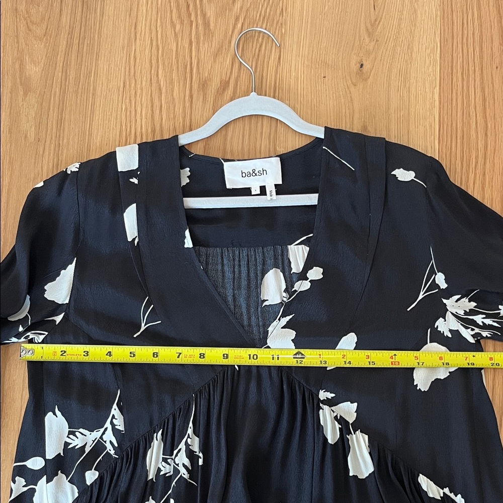 ba&sh Black and White Floral Long Sleeve Dress - Picture 3 of 6